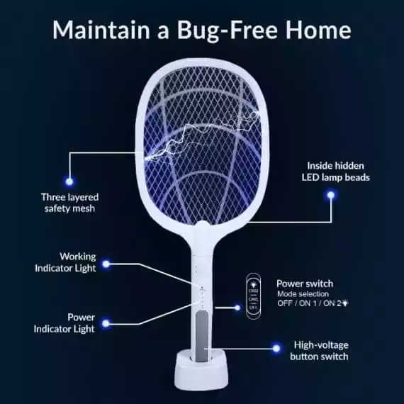 Mosquito Killer Racket With Stand – Rechargeable Bat - Image 4