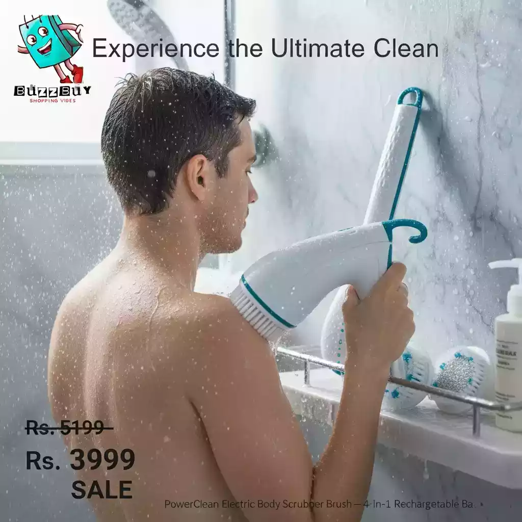PowerClean Electric Body Scrubber Brush–4-in-1 Rechargeable Bath Brush - Image 2