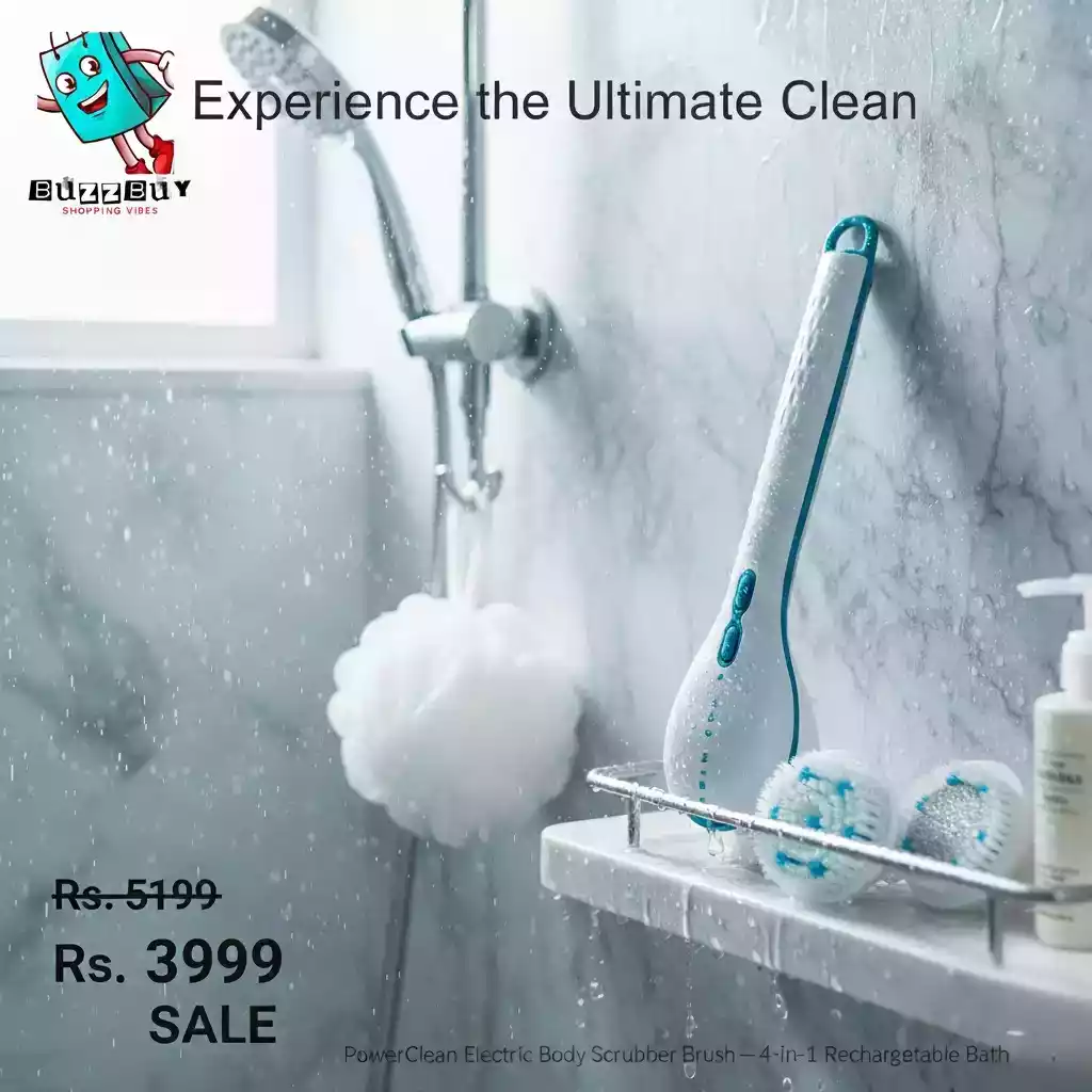 PowerClean Electric Body Scrubber Brush–4-in-1 Rechargeable Bath Brush