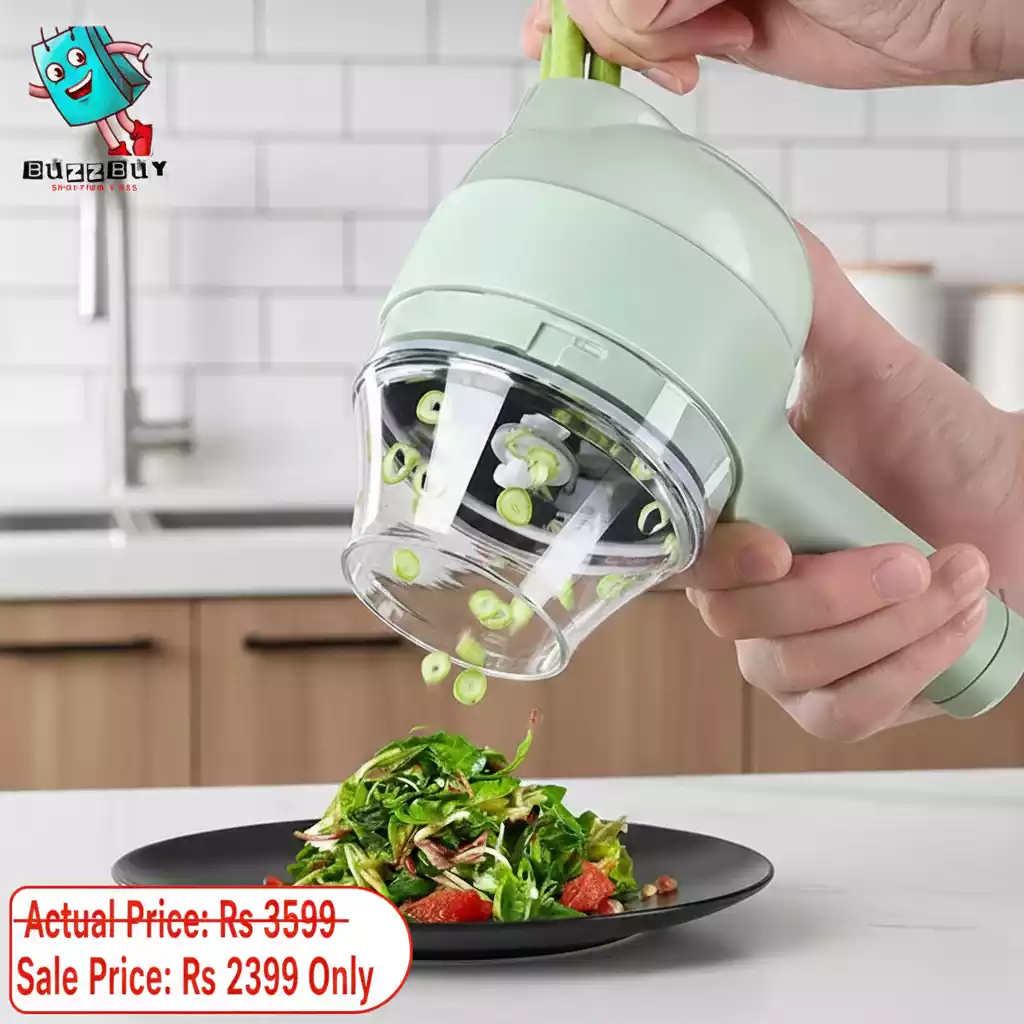 Rechargeable 4 in 1 Electric Vegetable Cutter – Multi-Function Slicer, Chopper & Grinder
