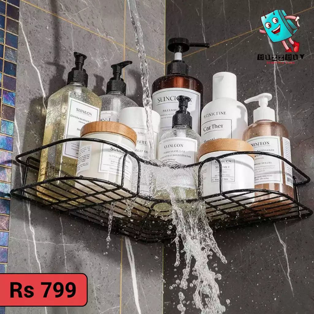 Premium Metal Corner Rack – Space-Saving Bathroom & Kitchen Organizer